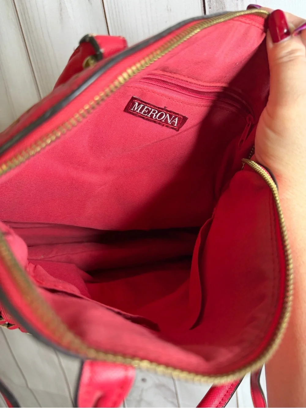 Merona Red Laser-Cut Satchel Crossbody Bag